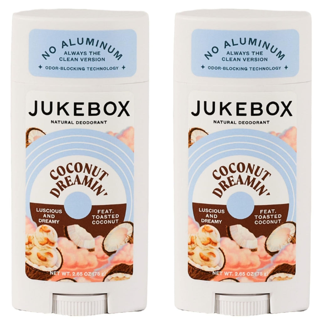 JUKEBOX Coconut Dreamin' Natural Deodorant for Women – Aluminum-Free, No Baking Soda, 2.65oz (2-Pack)
