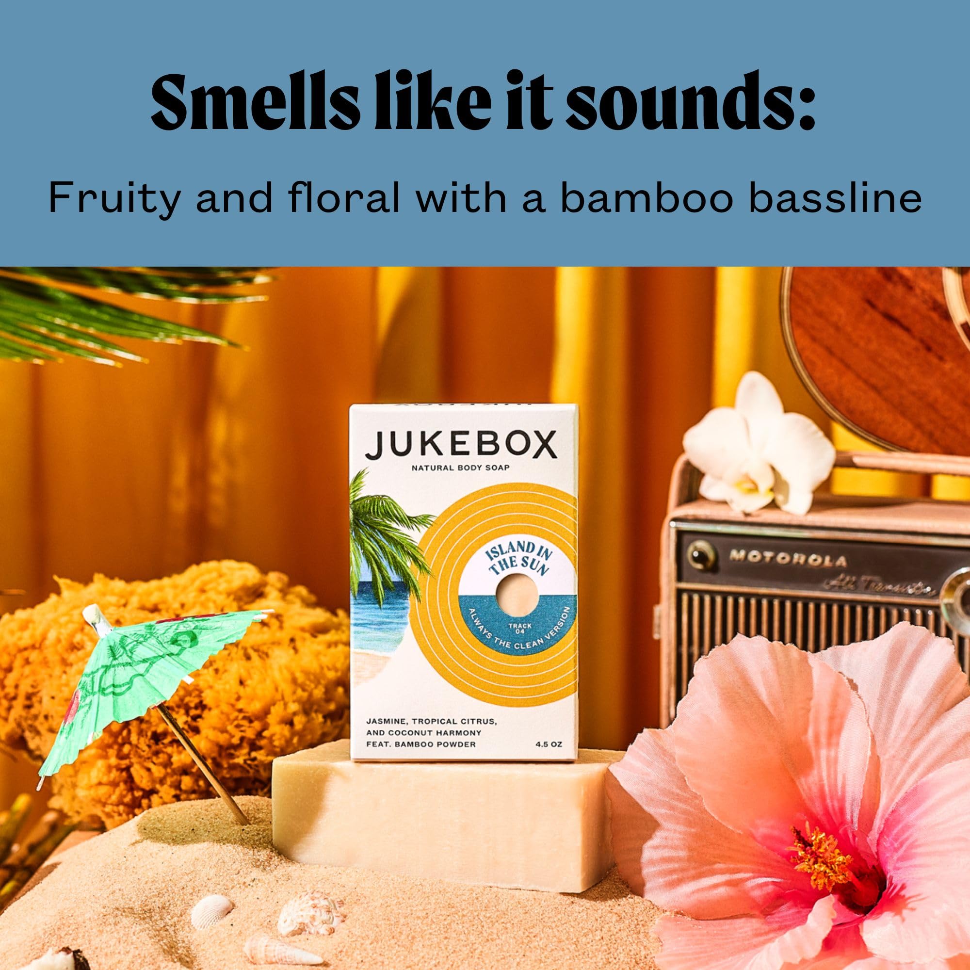JUKEBOX Island in the Sun Soap – Natural Bar Soap for All Skin Types | Jasmine, Citrus & Coconut