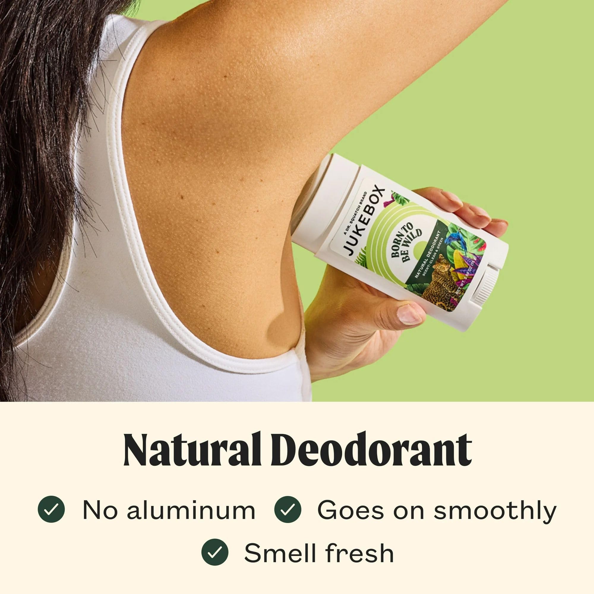 JUKEBOX Natural Deodorant for Women – Born to Be Wild Scent, Aluminum-Free, No Baking Soda, 2.65oz, 3 Pack