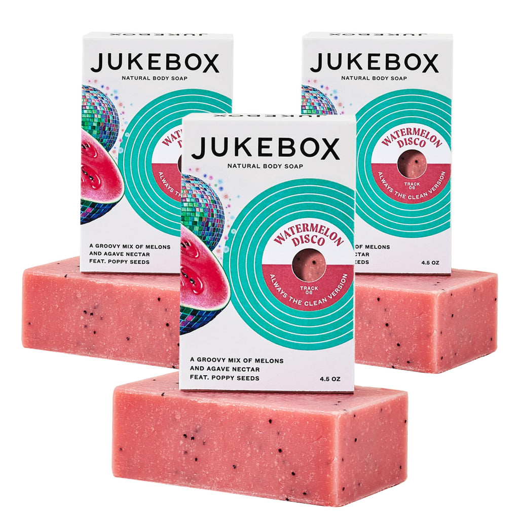 JUKEBOX Watermelon Disco Soap – Natural Cold-Process Bar, Heavy Scrub, 4.5oz (3 Pack)