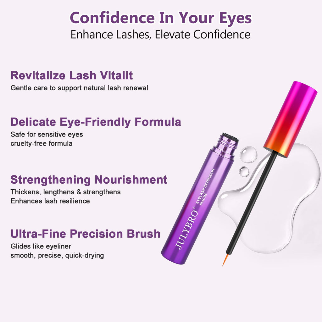 JULYBRO Advanced Eyelash Growth Serum – Fuller, Longer Lashes | Safe for Sensitive Eyes & Extensions (3mL)