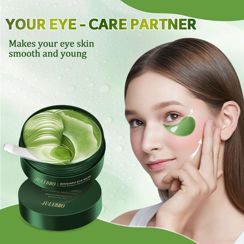 JULYBRO Avocado Vera Under Eye Masks – 60 Pcs for Puffiness & Dark Circles