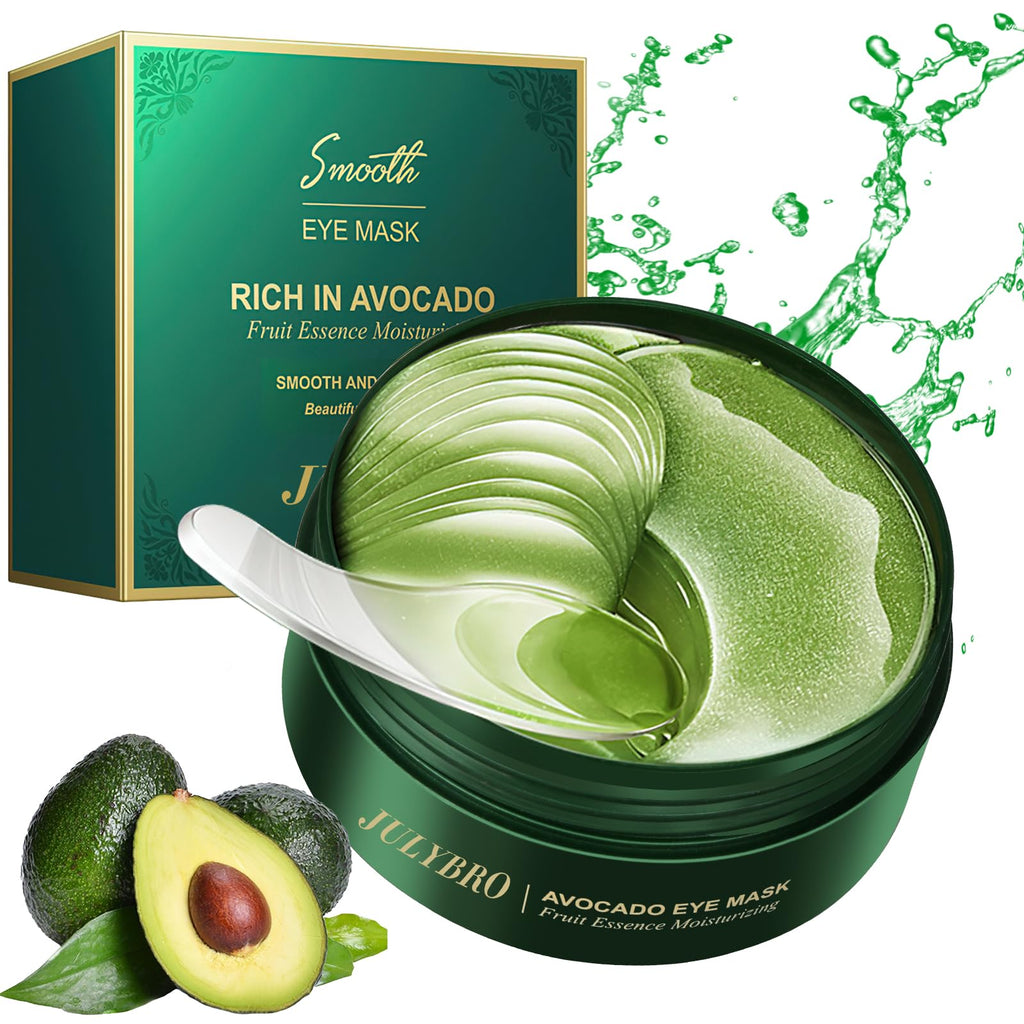 JULYBRO Avocado Vera Under Eye Masks – 60 Pcs for Puffiness & Dark Circles