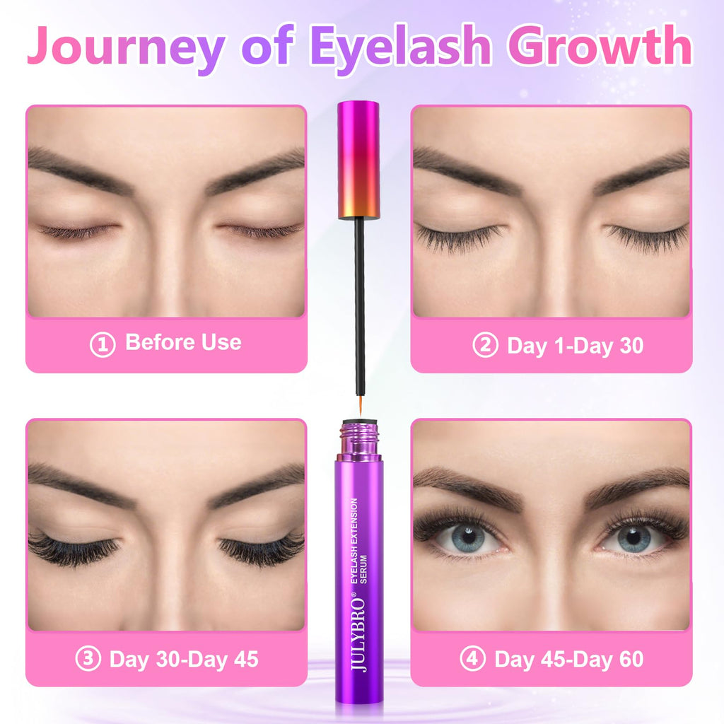 JULYBRO Advanced Eyelash Growth Serum – Fuller, Longer Lashes | Safe for Sensitive Eyes & Extensions (3mL)