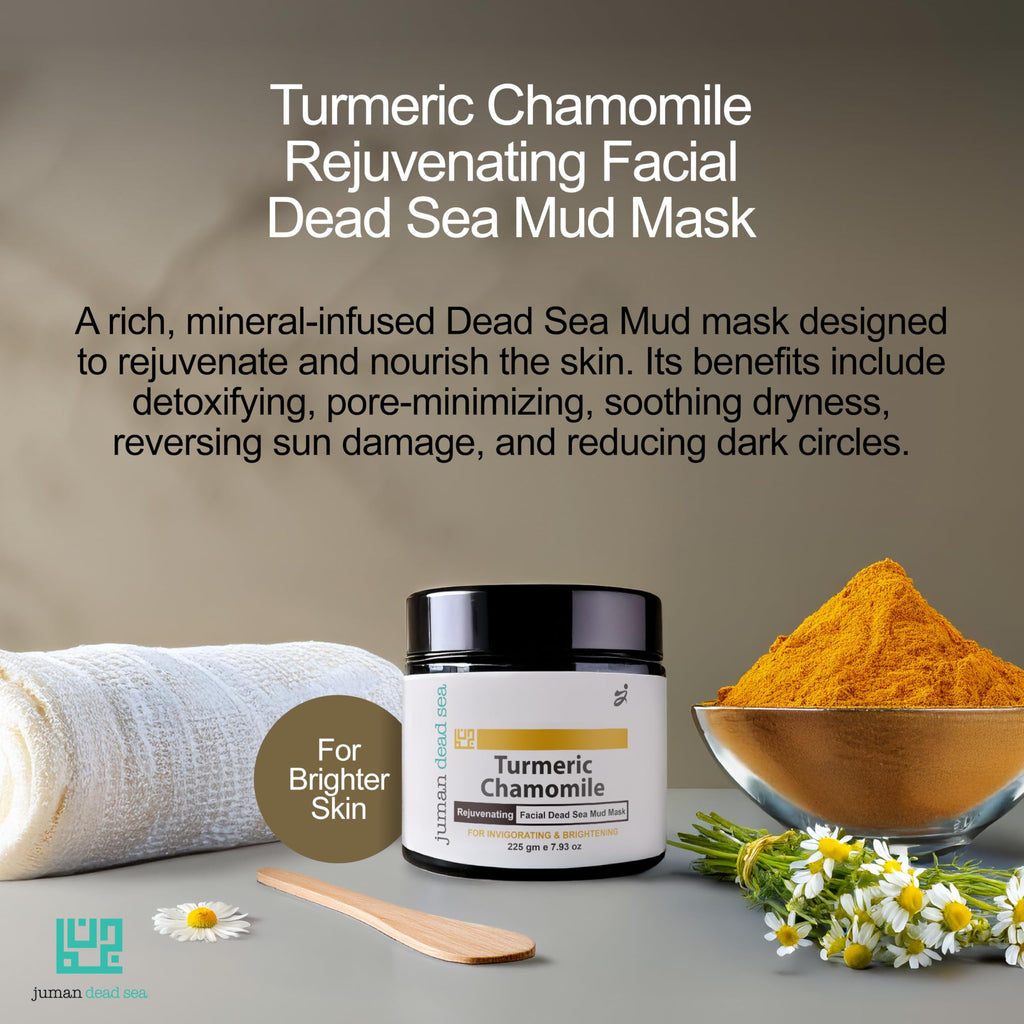 JUMAN Dead Sea Minerals Turmeric Chamomile Face Mask – Vitamin E & Avocado Oil | 225g