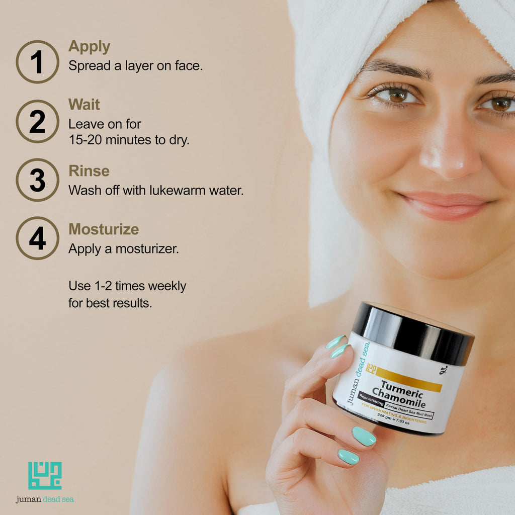 JUMAN Dead Sea Minerals Turmeric Chamomile Face Mask – Vitamin E & Avocado Oil | 225g