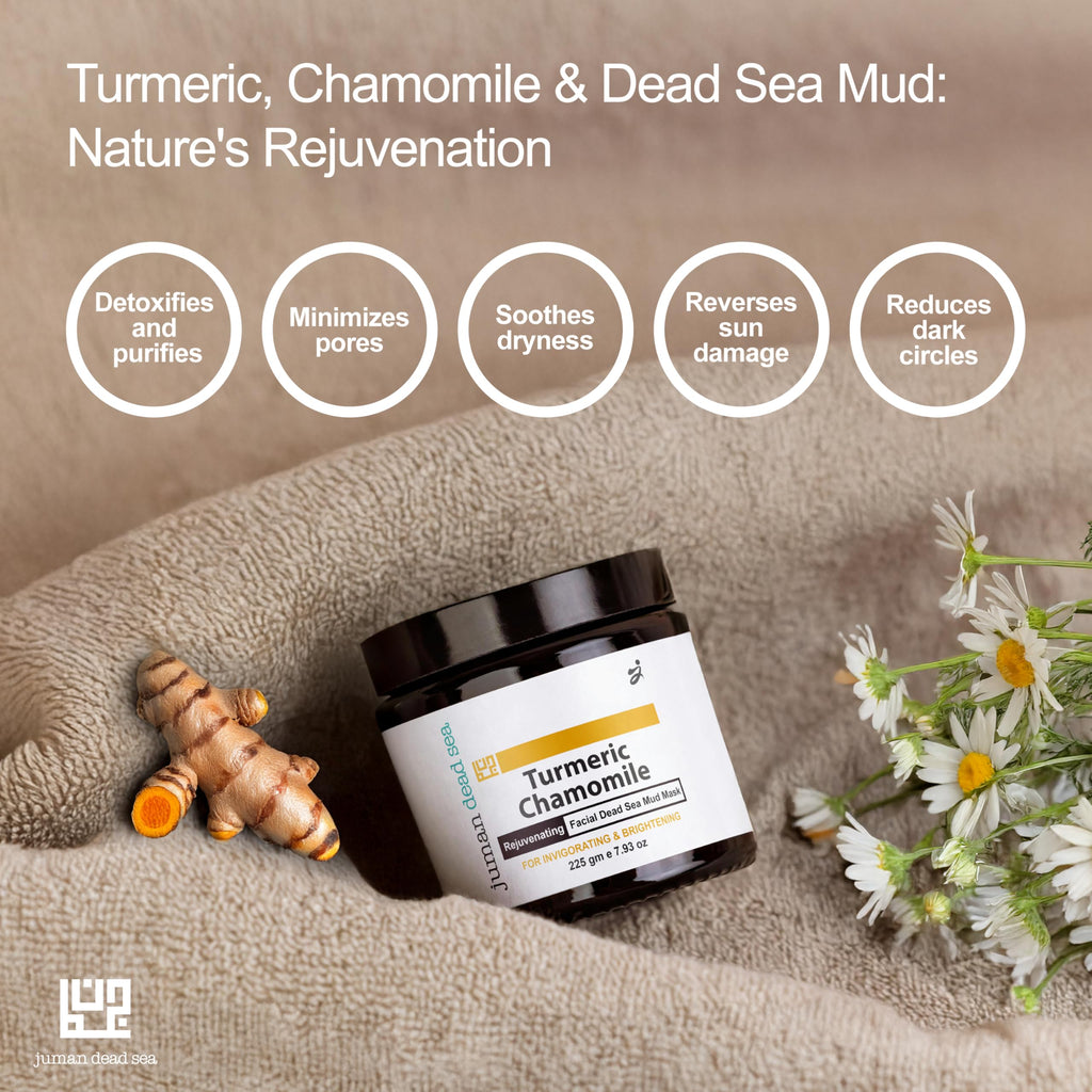 JUMAN Dead Sea Minerals Turmeric Chamomile Face Mask – Vitamin E & Avocado Oil | 225g