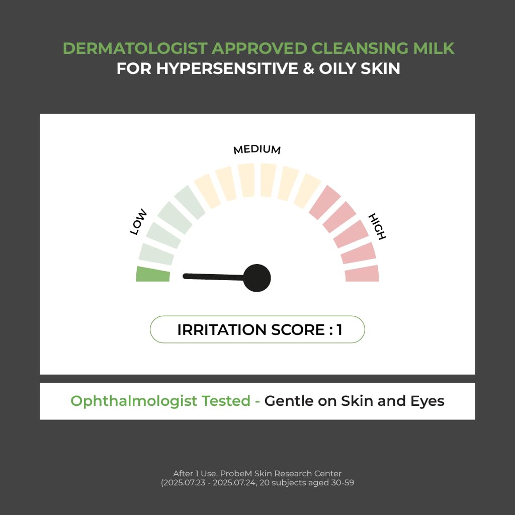 JUMISO D-Panthenol Barrier Soothing Cleansing Milk – 92% Sunscreen Removal, 5-Ceramide, Tear-Free, Eye-Safe