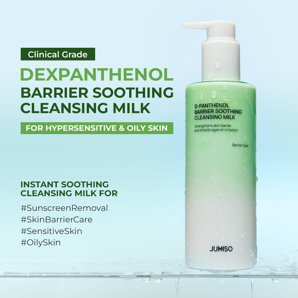 JUMISO D-Panthenol Barrier Soothing Cleansing Milk – 92% Sunscreen Removal, 5-Ceramide, Tear-Free, Eye-Safe