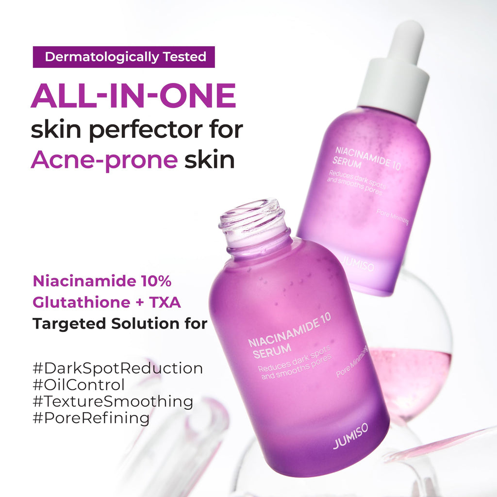JUMISO Niacinamide 10% Hydrating Serum – No-Pilling Glass Skin Formula, TXA + Glutathione, Centella, Fragrance-Free (40ml)