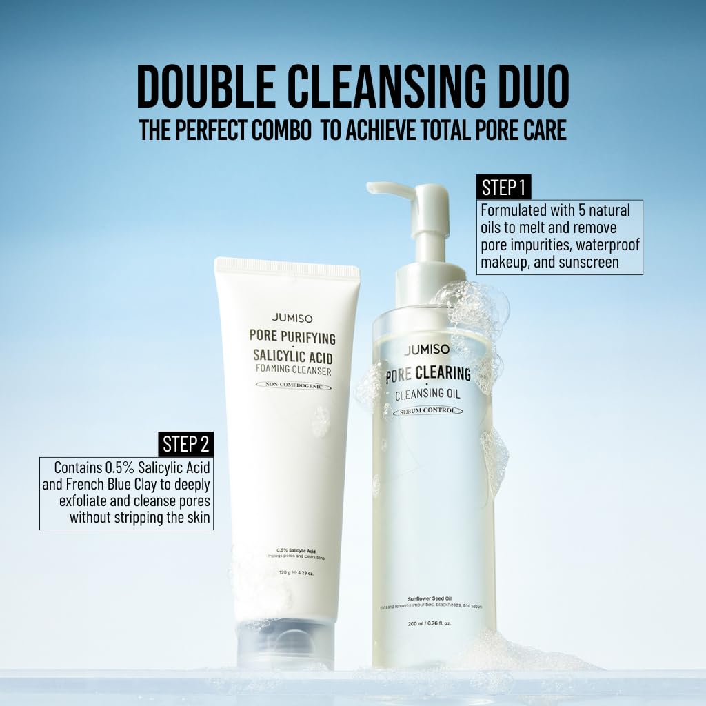 JUMISO Pore Clearing Cleansing Oil – Waterproof Makeup Remover for All Skin Types, 6.76 fl oz