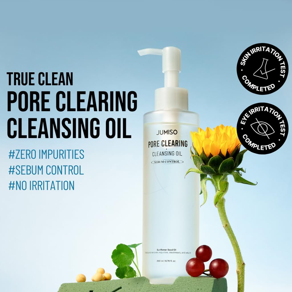 JUMISO Pore Clearing Cleansing Oil – Waterproof Makeup Remover for All Skin Types, 6.76 fl oz