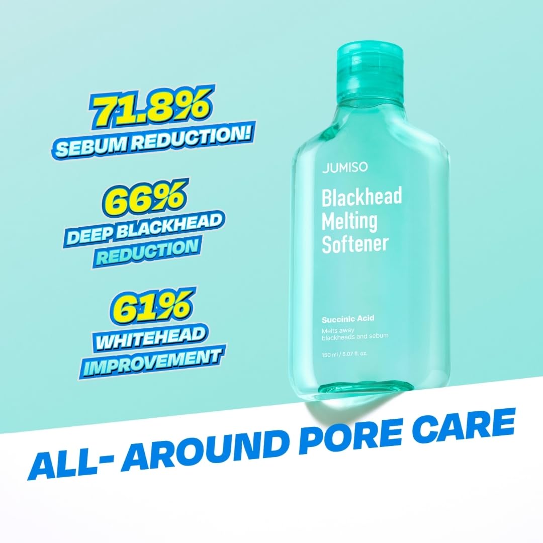 JUMISO Blackhead Melting Softener Kit – Succinic Acid & PHA Pore Solution (150ml, 40 Pads, 10 Swabs)