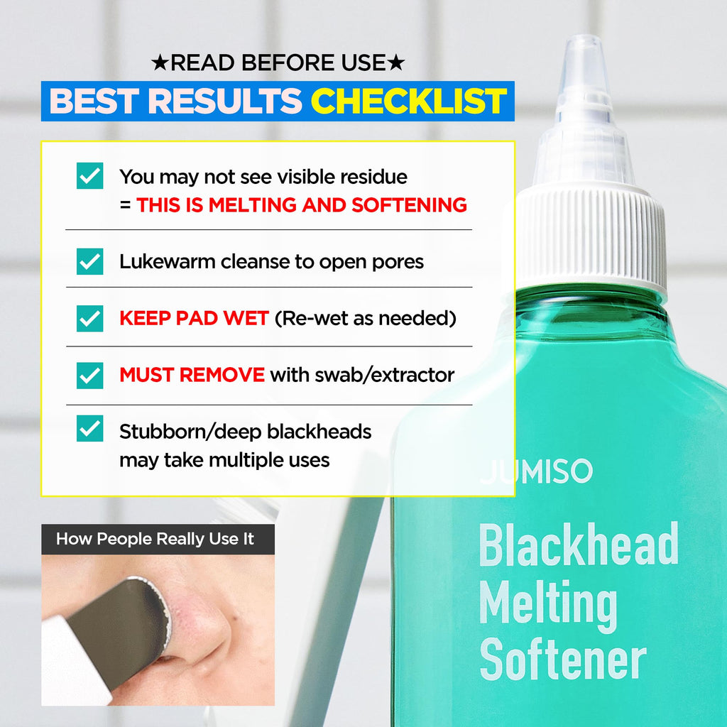 JUMISO Blackhead Melting Softener Kit – Succinic Acid & PHA Pore Solution (150ml, 40 Pads, 10 Swabs)