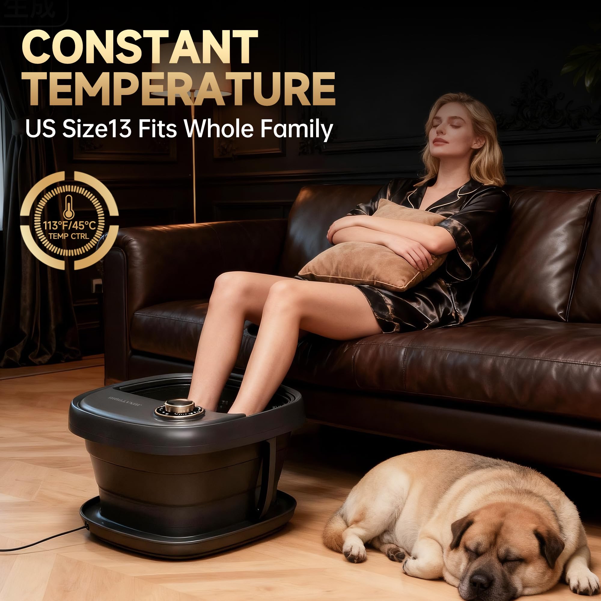 Junatuqiu Deluxe Heated Foot Bath Spa — Temperature Control & Shiatsu Rollers