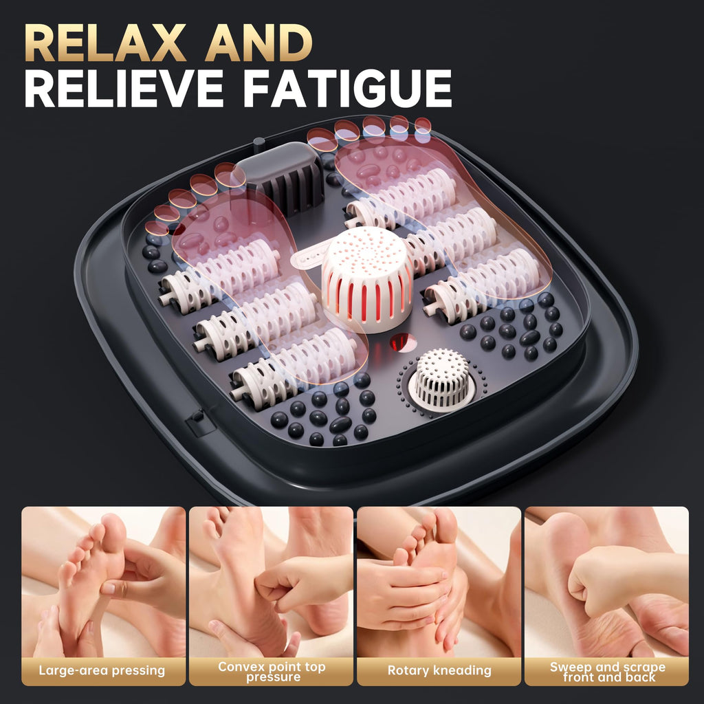 Junatuqiu Deluxe Heated Foot Bath Spa — Temperature Control & Shiatsu Rollers