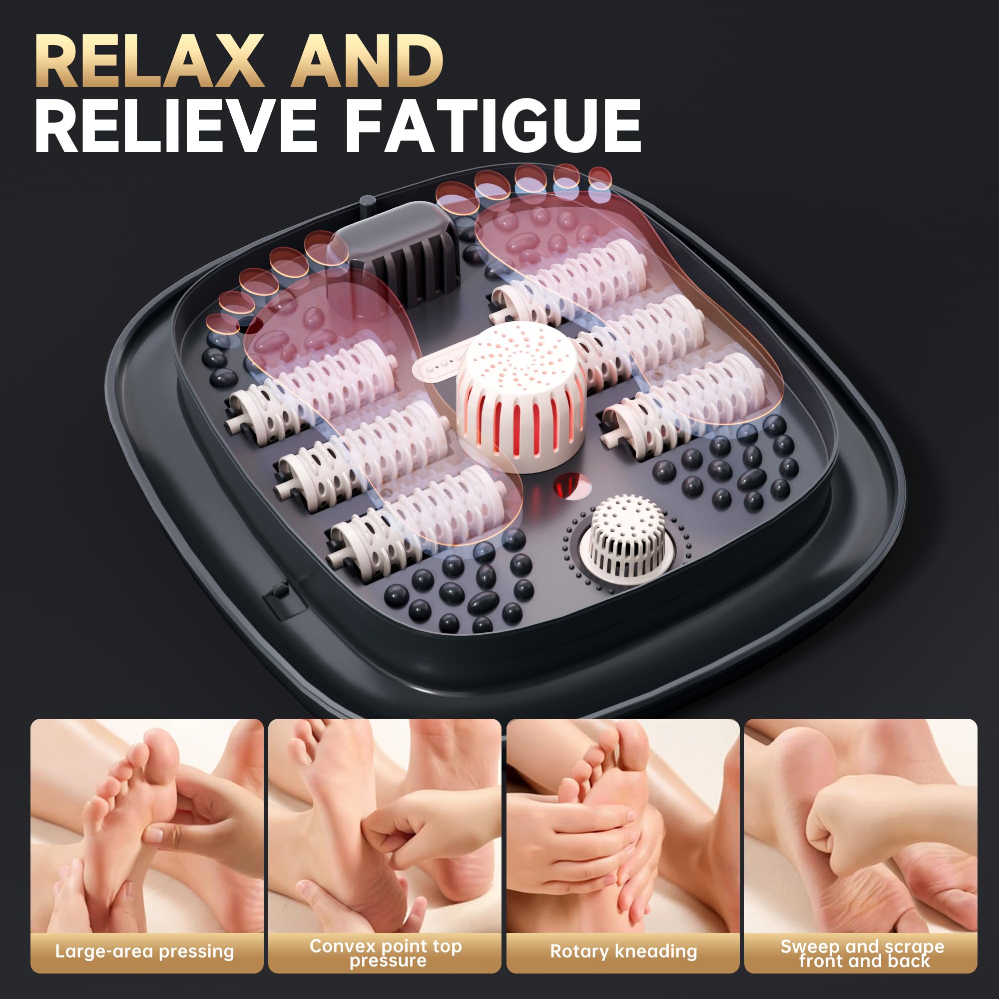 Junatuqiu Deluxe Heated Foot Bath Spa — Temperature Control & Shiatsu Rollers