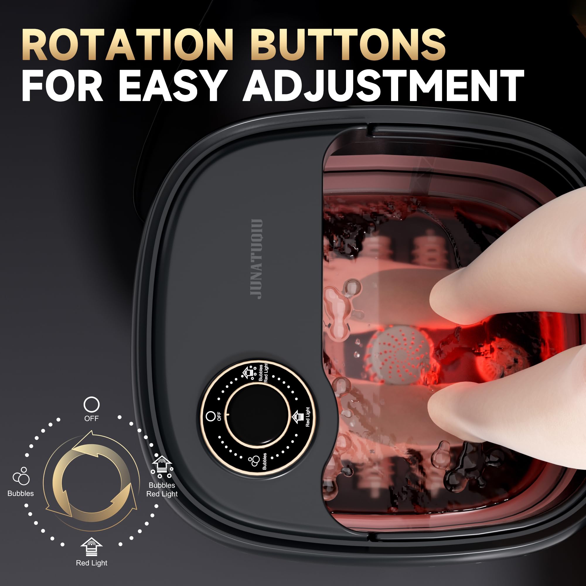 Junatuqiu Deluxe Heated Foot Bath Spa — Temperature Control & Shiatsu Rollers