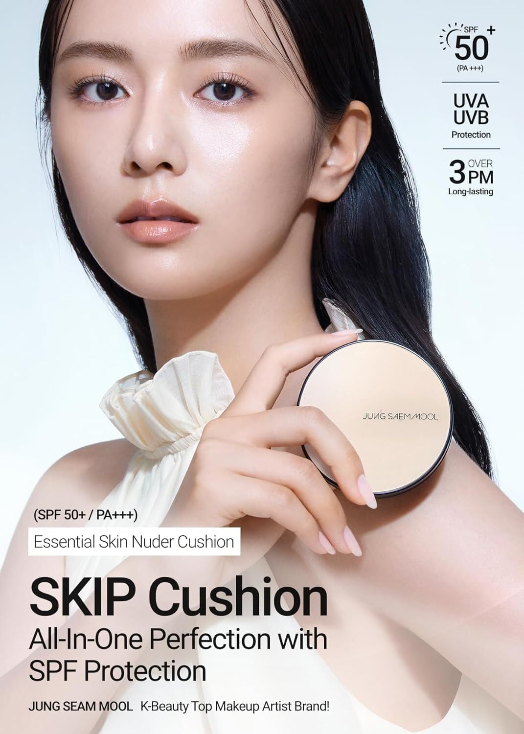 JUNG SAEM MOOL SPF50 Essential Skin Nuder Cushion (19 N-Light) – Refill Included | Natural Finish
