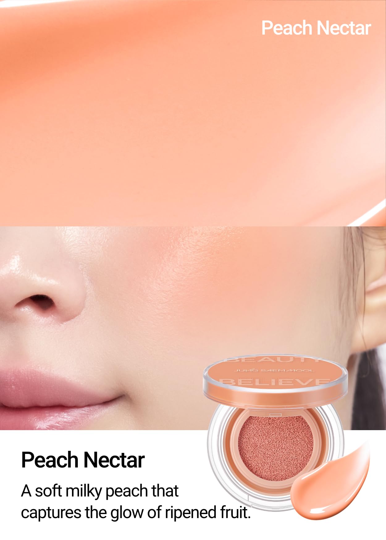 JUNG SAEM MOOL Artist Cushion Blush Peach Nectar – Hydrating, Lightweight Cushion for Dewy Glow