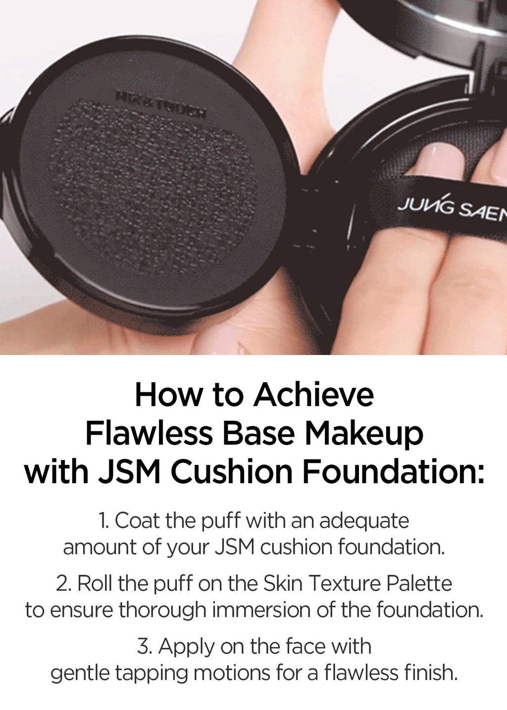 JUNG SAEM MOOL Cushion Puff Set (10p) Black — Hybrid Rubicelle Puffs for Smooth, Even Coverage