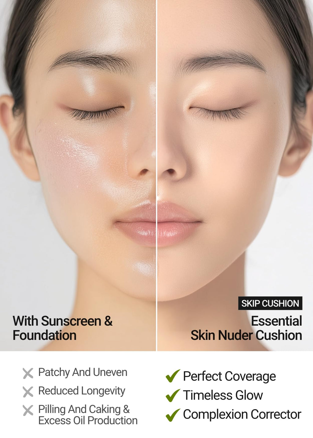 JUNG SAEM MOOL SPF Essential Skin Nuder Cushion (21 Medium) – Natural Finish, SPF50 Broad Spectrum | Refill Not Included