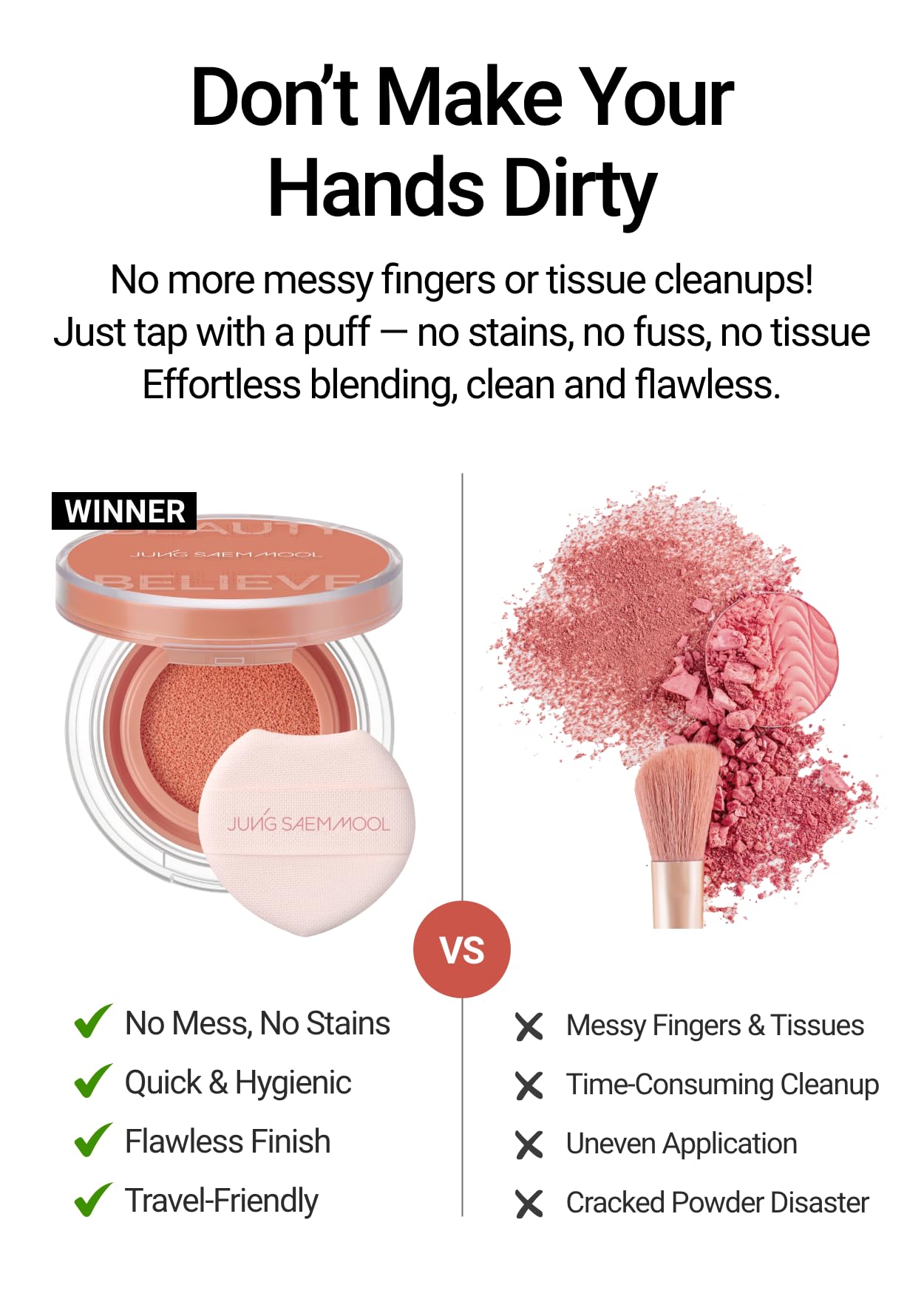 JUNGSAEMMOOL Artist Cushion Blush Ruddy Beige – Easy Blend, Hydrating Cushion for Dewy Cheeks