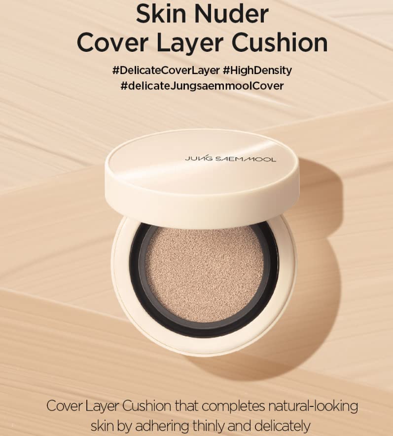 Jung Saem Mool Skin Nuder Cover Layer Cushion 19 Fair Light — Refill Included, Delicate Coverage, All-Day Wear
