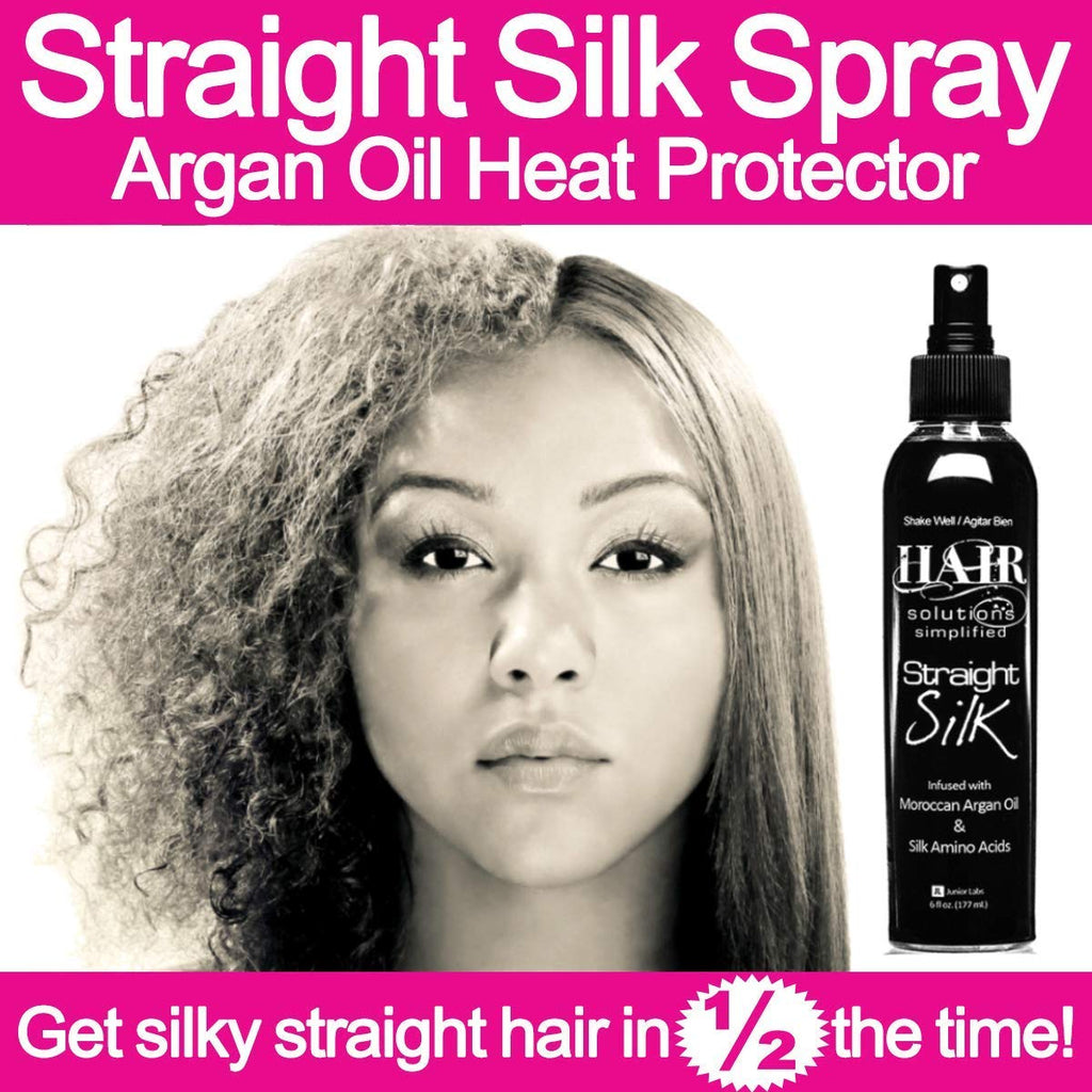 JuniorLabs Straight Silk Spray with Moroccan Argan Oil | Heat Protectant up to 450°F | Alcohol-Free & Fragrance-Free | Made in USA (64oz)