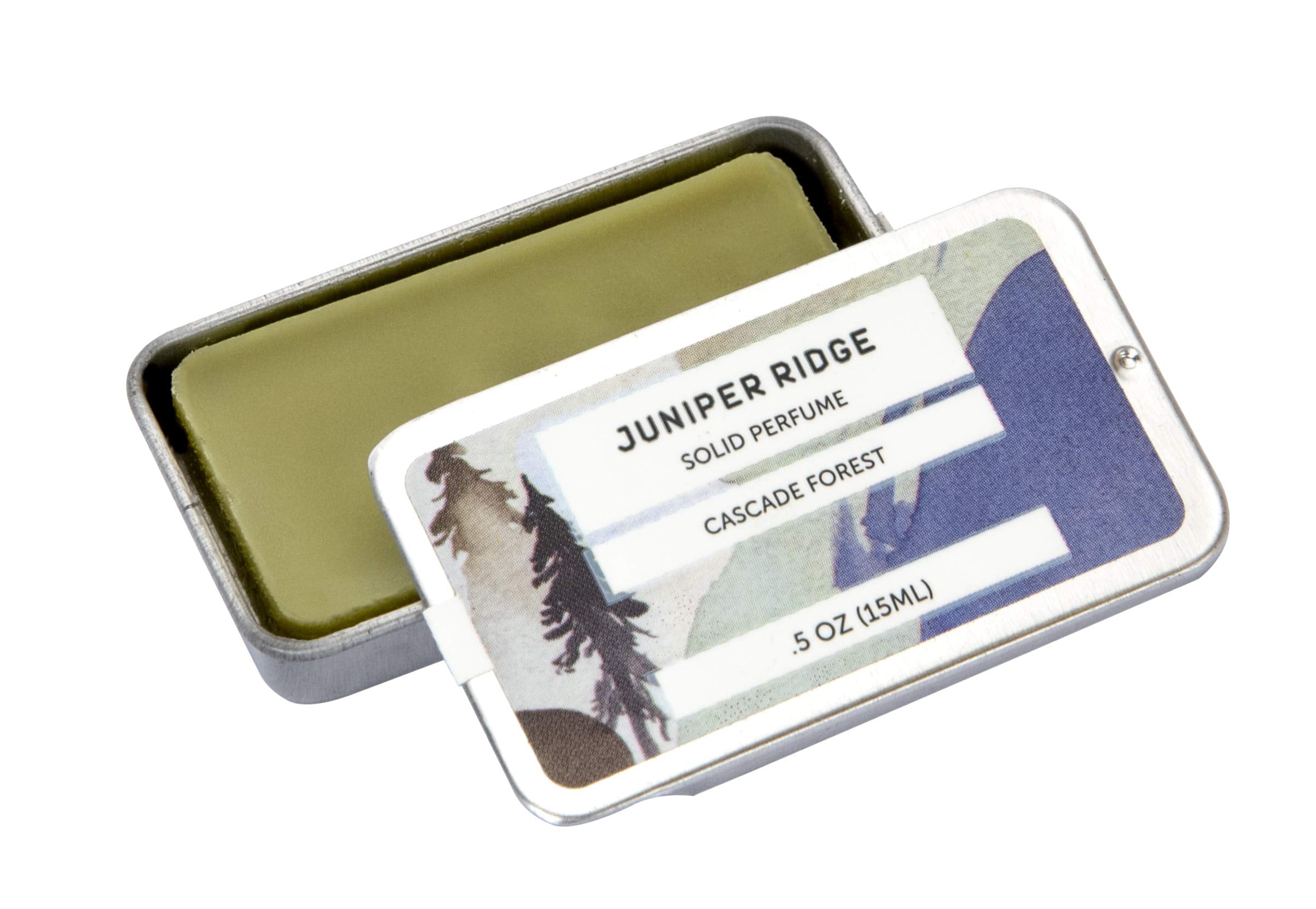 JUNIPER RIDGE Cascade Forest Solid Perfume – Unisex, Travel-Friendly, 0.5 oz Tin