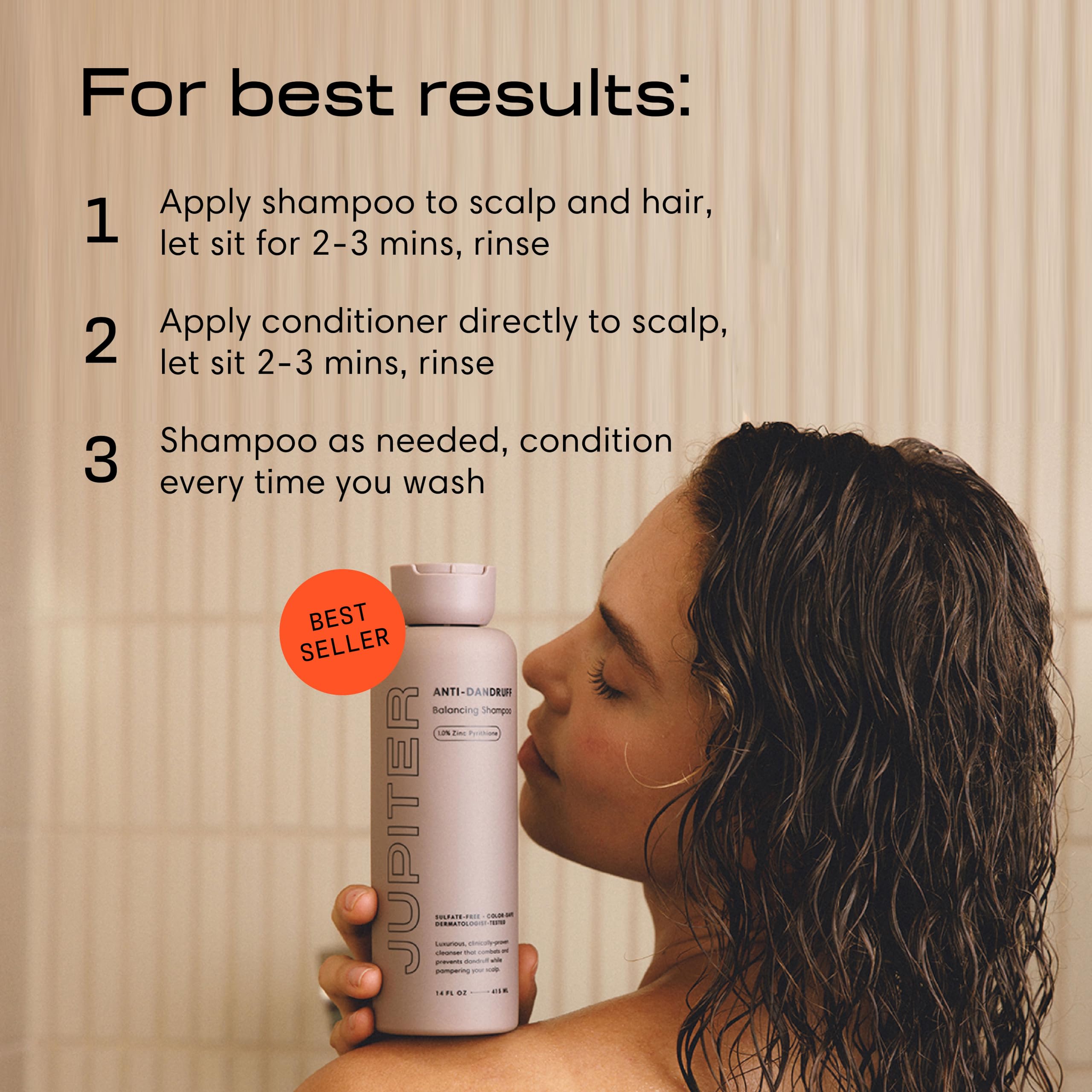 Jupiter Anti Dandruff Shampoo & Conditioner for Scalp Health - Color-Safe & Sulfate-Free