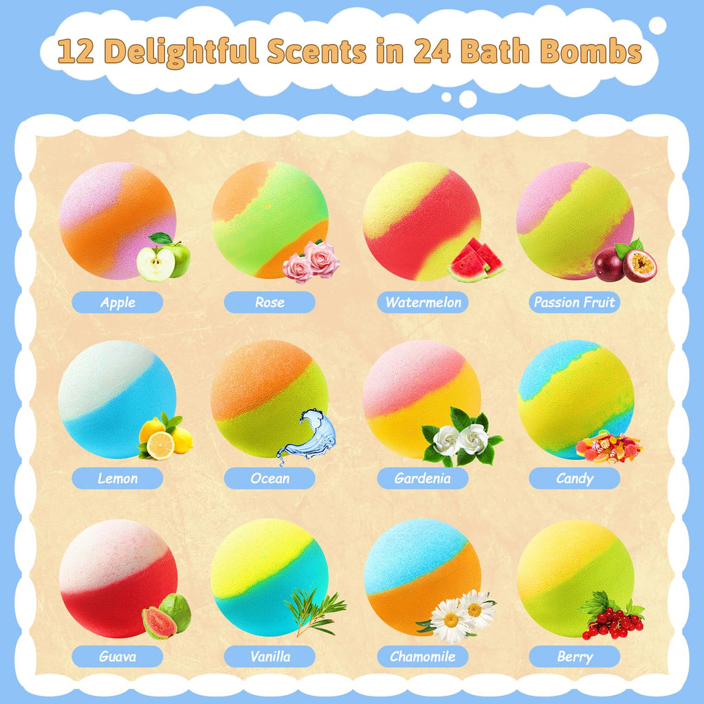 JuraFizz Kids Bath Bombs – 24 Surprises Inside with Puppy & Cat Toys