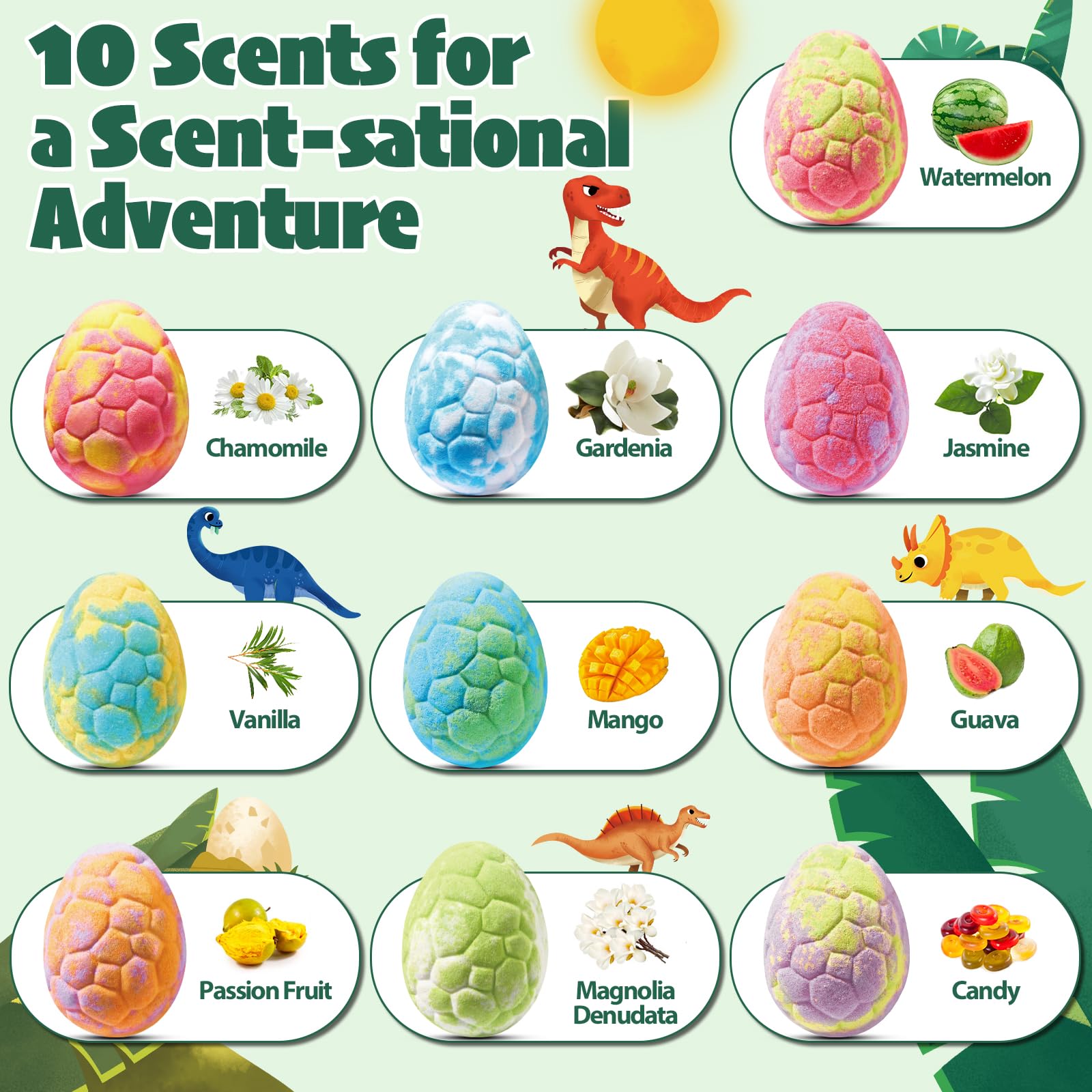 JuraFizz Dinosaur Bath Bombs for Kids – 20 Pack with Surprise Inside & Exclusive Dino Toys