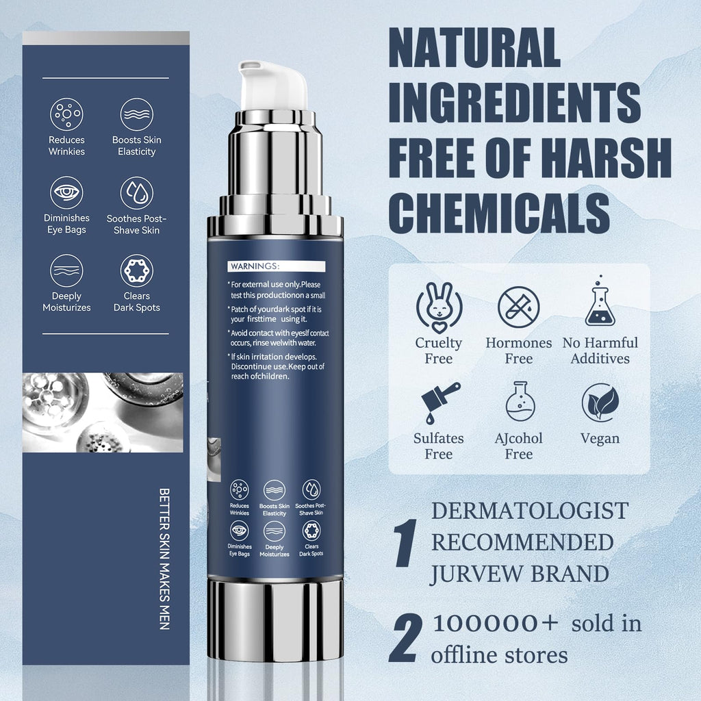 JURVEW 6-in-1 Face Cream for Men – Hyaluronic Acid & Niacinamide, Daily Hydration