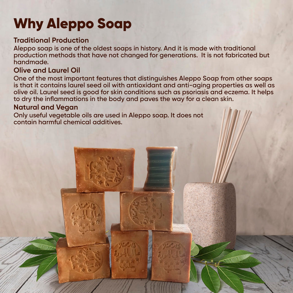 JUSIZA Aleppo Soap - 2 Pack (7 oz each) Laurel Oil & Olive Oil - Traditional, Natural, Vegan, Handmade