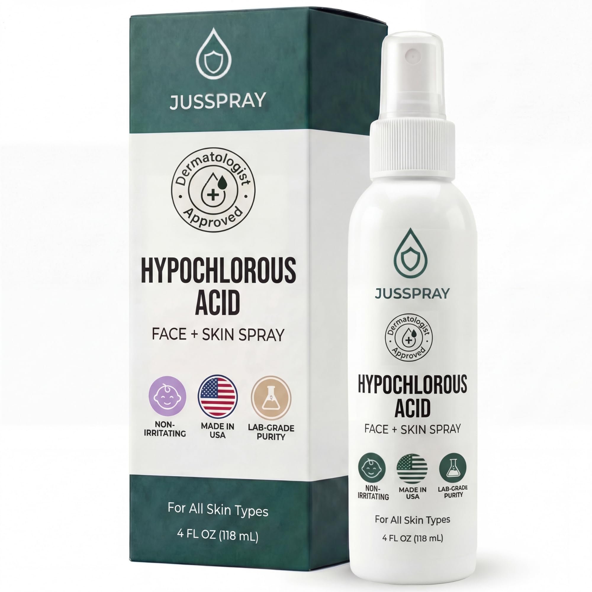 JusSpray HOCl Facial Mist – Hypochlorous Acid Spray for Face & Skin (4 oz)
