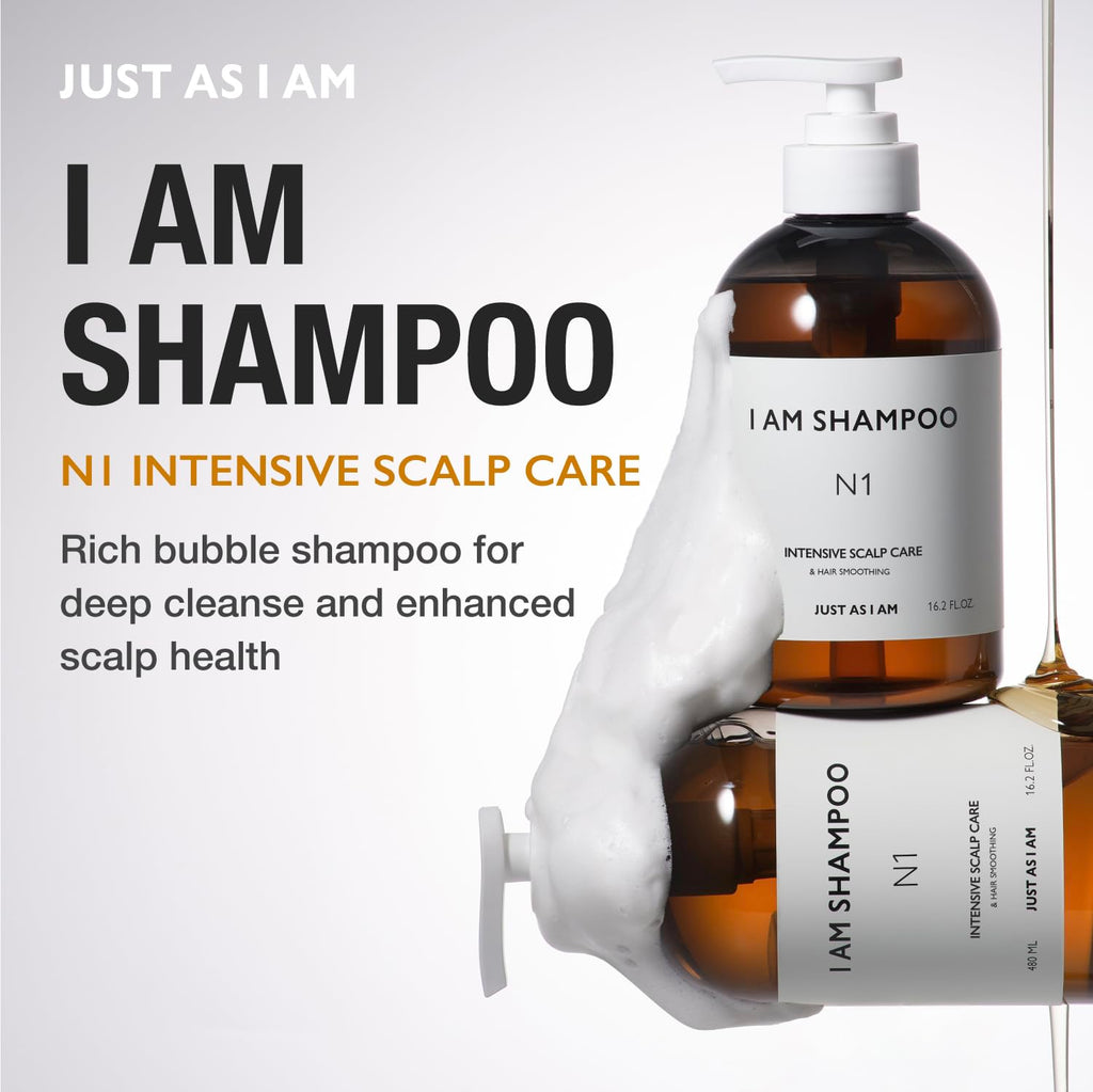 JUST AS I AM Shampoo N1 – Squalane Moisturizing Shampoo, 16.2 fl oz | Balanced Scalp & Soft Hair