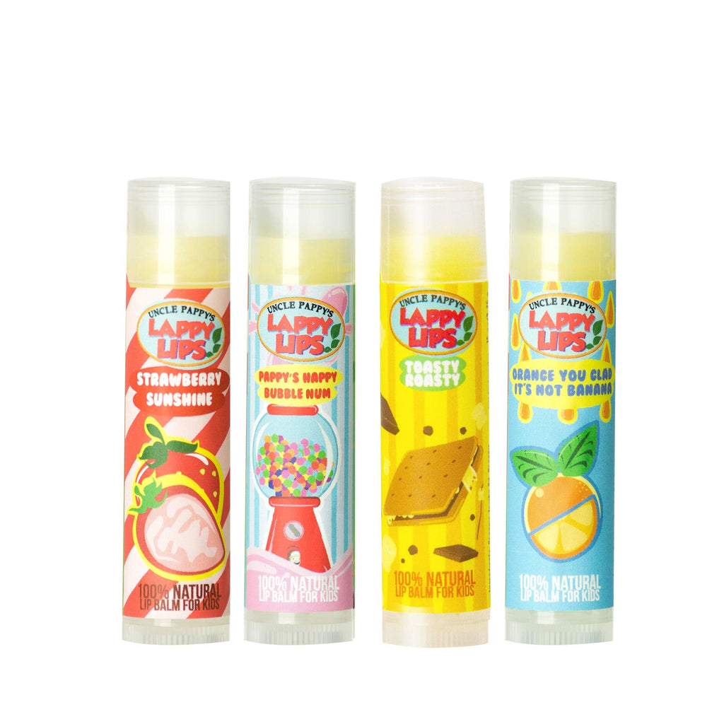 Just Bee Lappy Lips Organic Lip Balm for Kids – 4 Flavor Pack