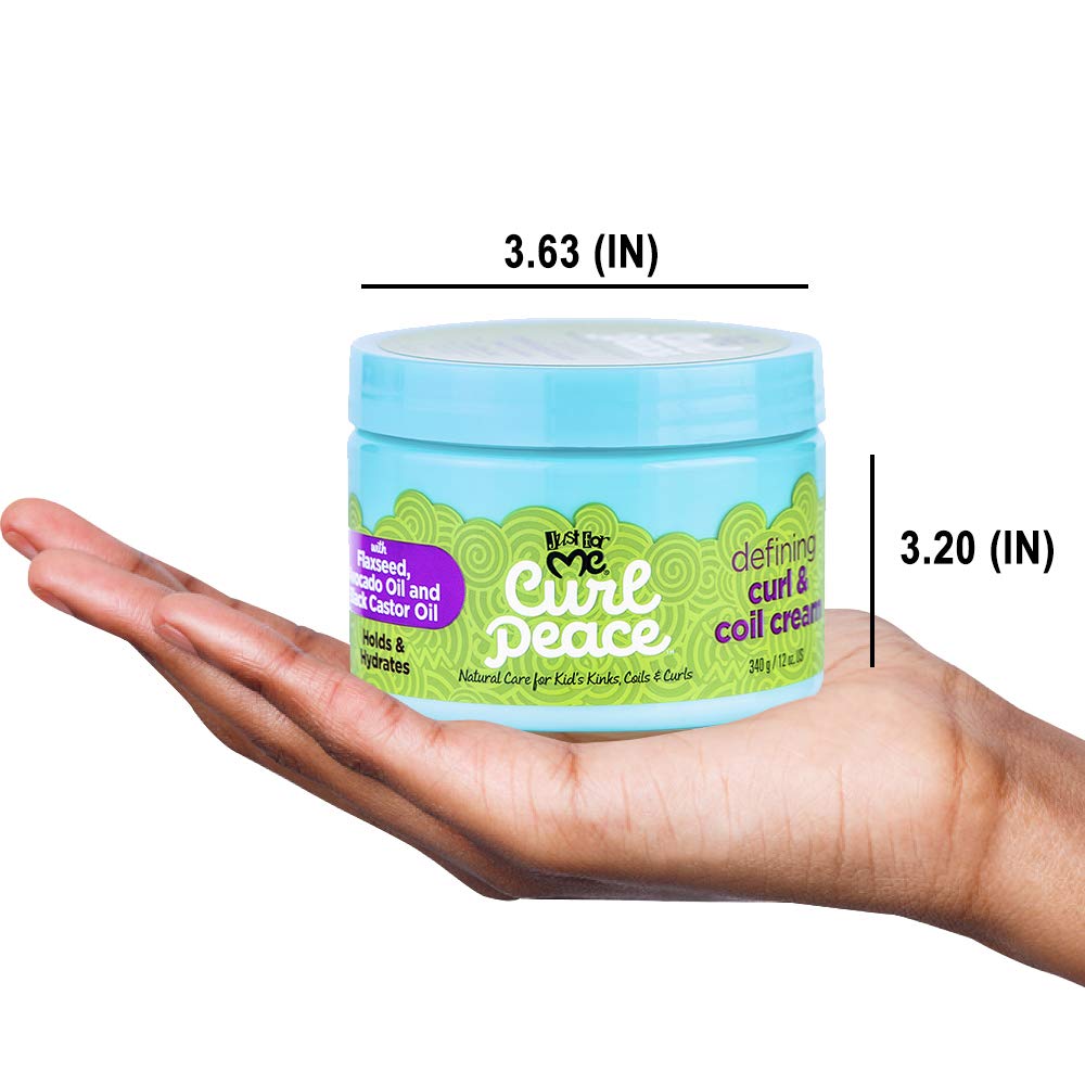Just For Me Curl Peace Defining Curl & Coil Cream (3 Pack) – Holds & Hydrates with Flaxseed, Avocado & Castor Oil