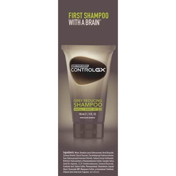 Just for Men Control GX Grey-Reducing 2-in-1 Shampoo & Conditioner with Keratin – 4 Fl Oz (Packaging May Vary) - 3 Pack
