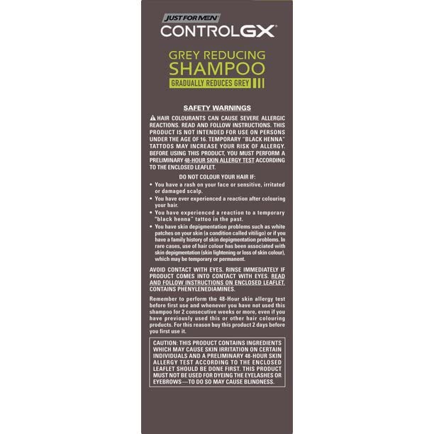 Just for Men Control GX Grey-Reducing 2-in-1 Shampoo & Conditioner with Keratin – 4 Fl Oz (Packaging May Vary) - 3 Pack