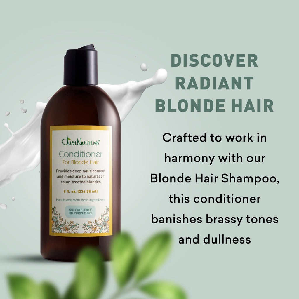 Just Nutritive Blonde Conditioner – Neutralizes Brassy Tones for Natural & Color-Treated Hair, 8 oz