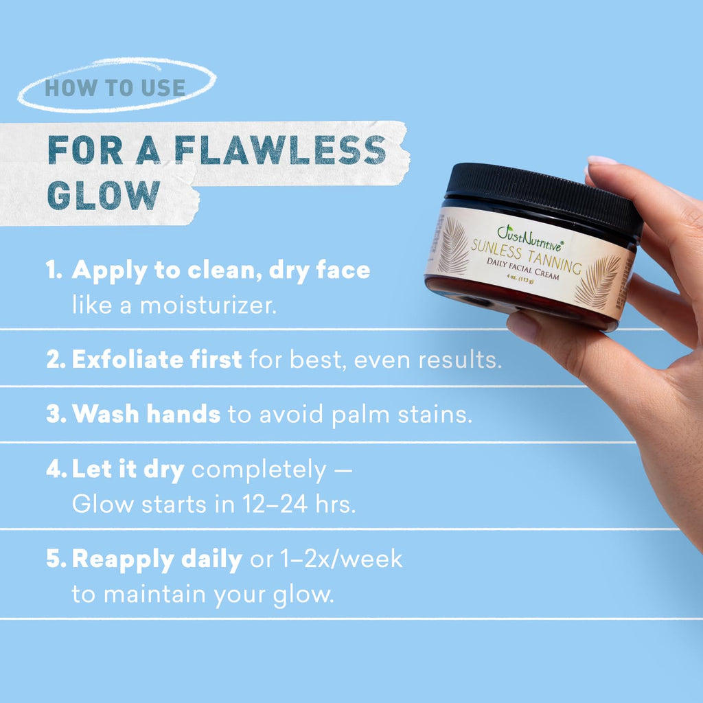 Just Nutritive Sunless Tanning Daily Facial Cream | Sunkiss Glow 4 Oz