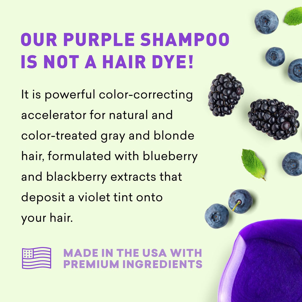 Just Nutritive Purple Toning Shampoo for Blonde, Gray, White & Silver Hair – Neutralize Brassiness, Hydrate & Shine (8 oz)