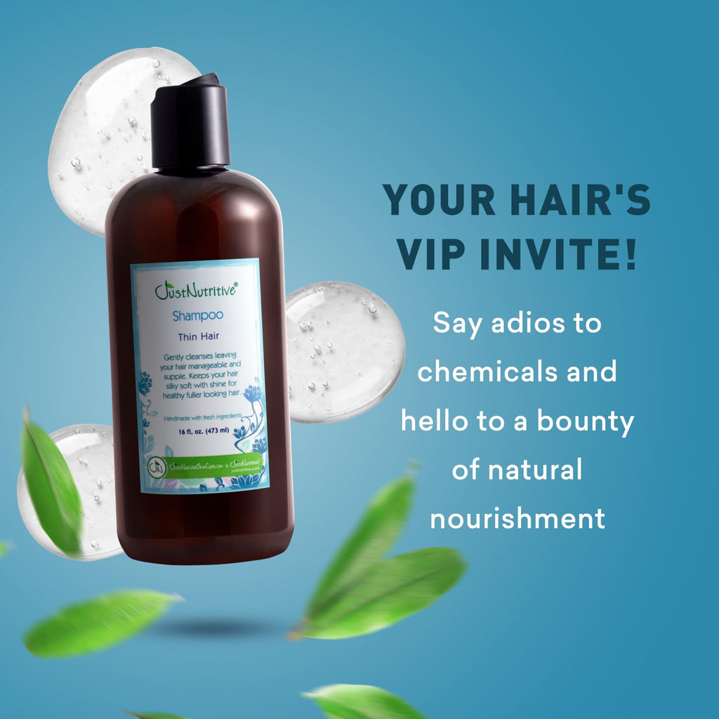 Just Nutritive Thin Hair Shampoo | Visibly Thicker Appearance | Natural Shampoo for Enhanced Volume 16 Fl Oz