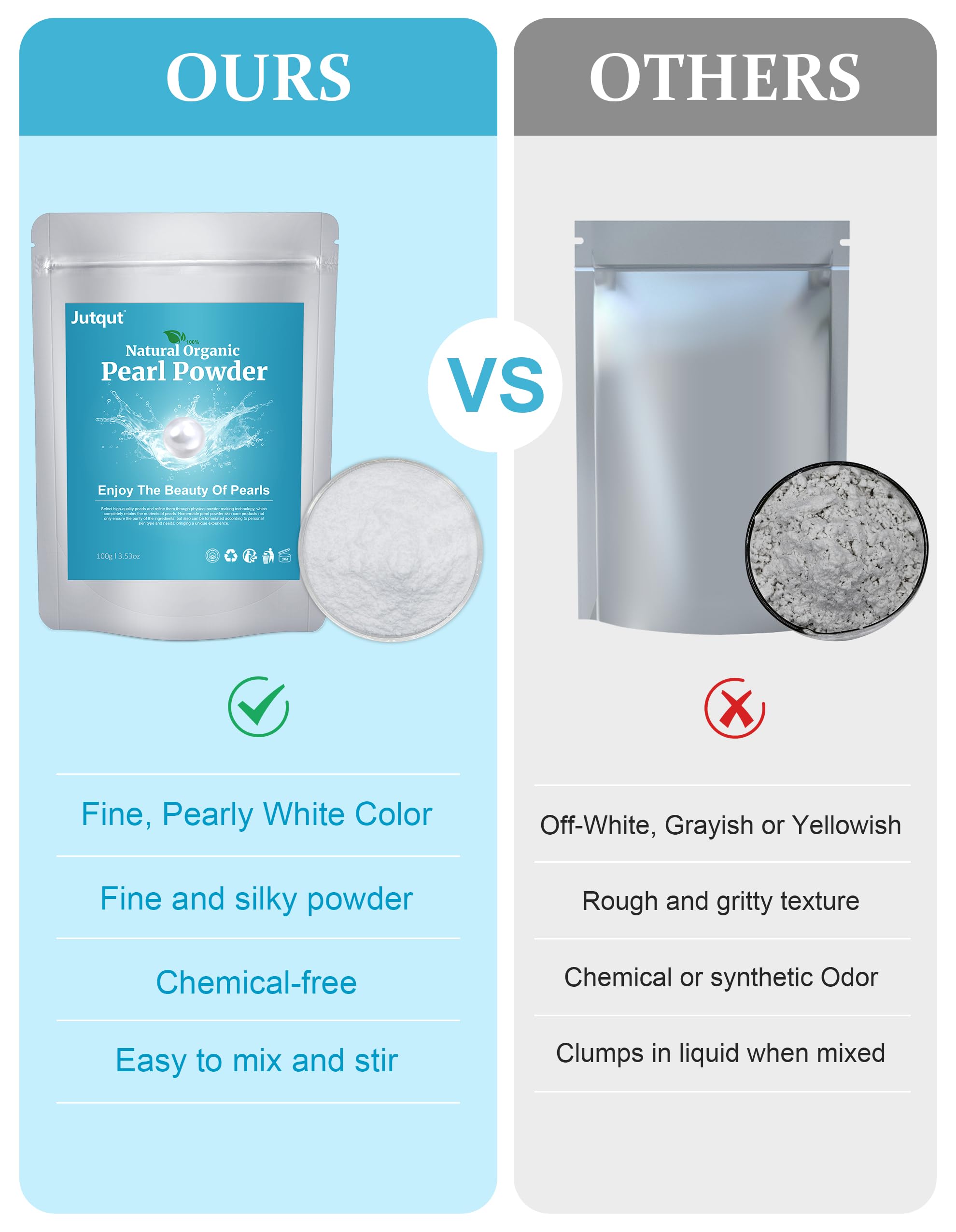 Jutqut Freshwater Pearl Powder - 2PCS Organic DIY Skincare, Natural Exfoliant & Pore Refining Mask