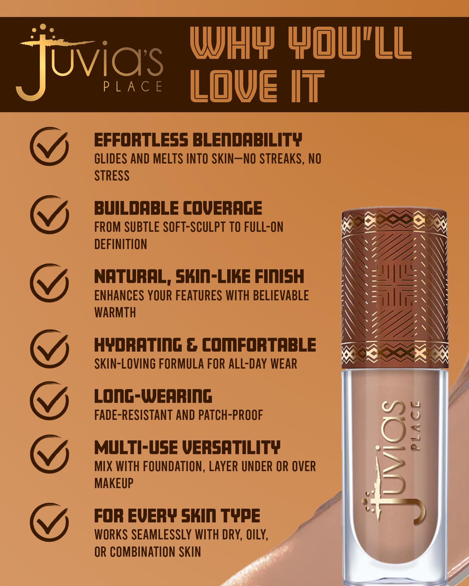 Juvia's Place Bronzed Liquid Bronzer Cinnamon - Buildable, Easy-Blend Face Bronzer
