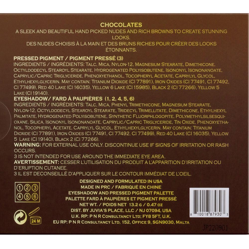 Juvia's Place The Chocolates Palette – Rich Tan & Auburn Shades (Shades of 6)