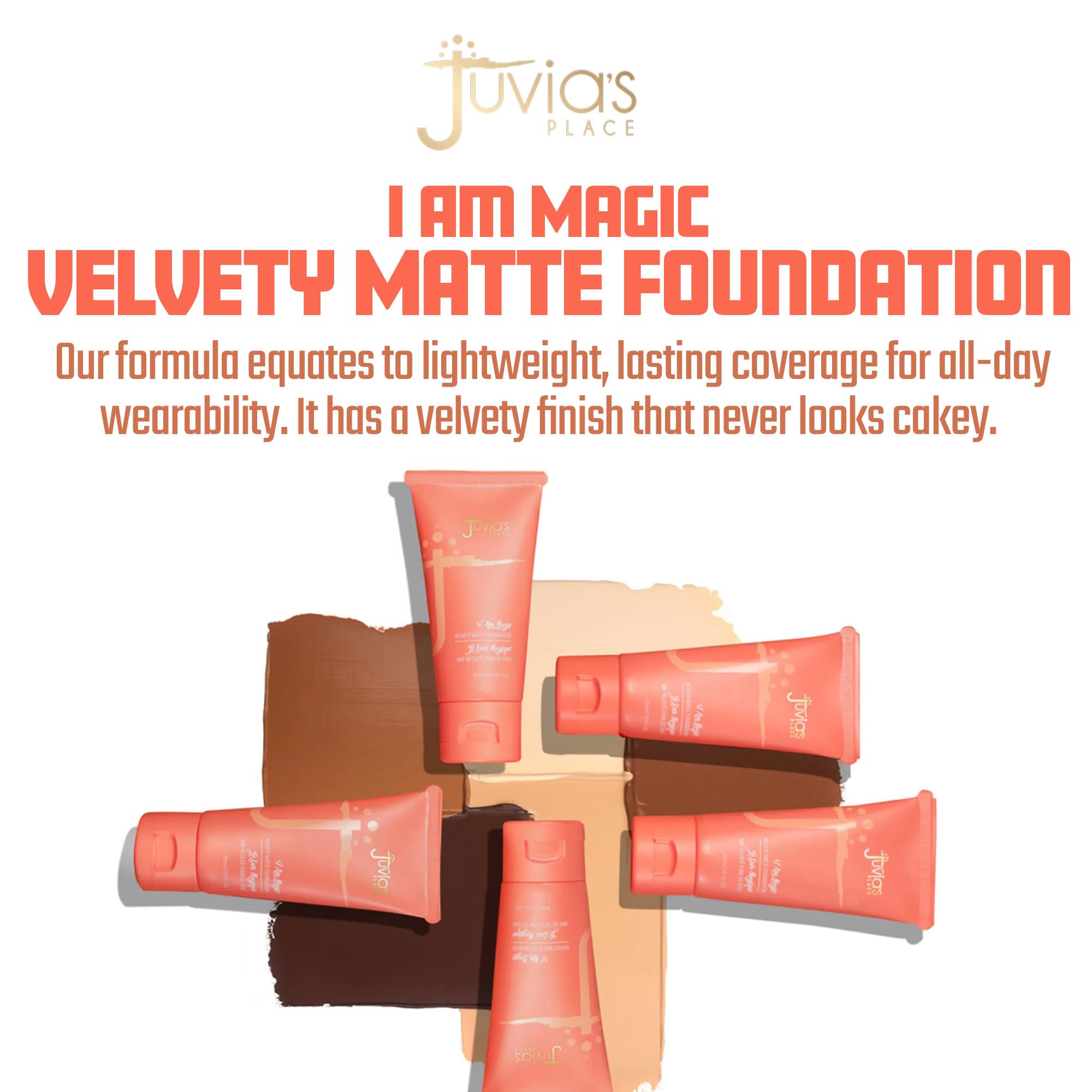 Juvia's Place I Am Magic Velvety Matte Foundation 435 – Punta Cana Tan w/Neutral & Golden Undertone | Full Coverage, Lightweight, Long-Wear