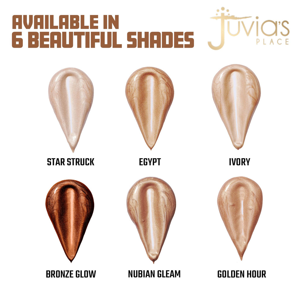 Juvia's Place Nubian Glow Liquid Luminizer – Buildable Radiance for Face & Body in Star Struck (0.27 fl oz)